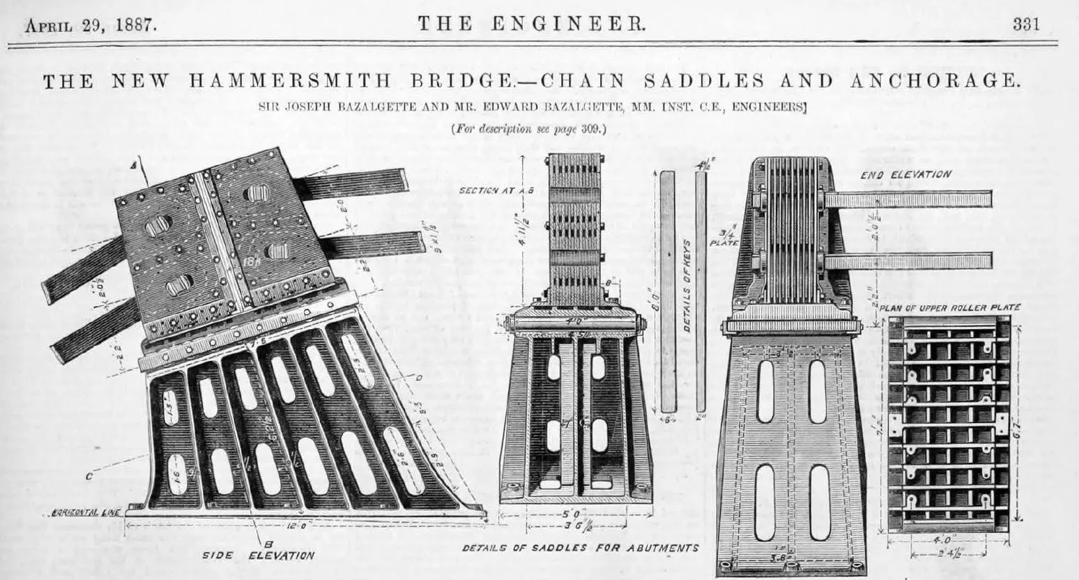 Hammersmith Bridge Anchorage and Chain Saddles Design Drawing