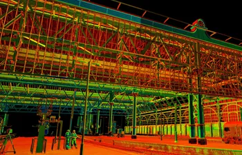 3D Laser Scan Point Cloud View of Waterloo Station Canopy