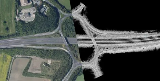 M1 Junction Composite of Aerial Image and Point Cloud