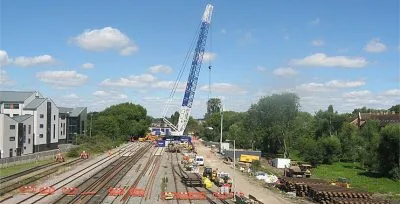 Railway Construction Work with Crane