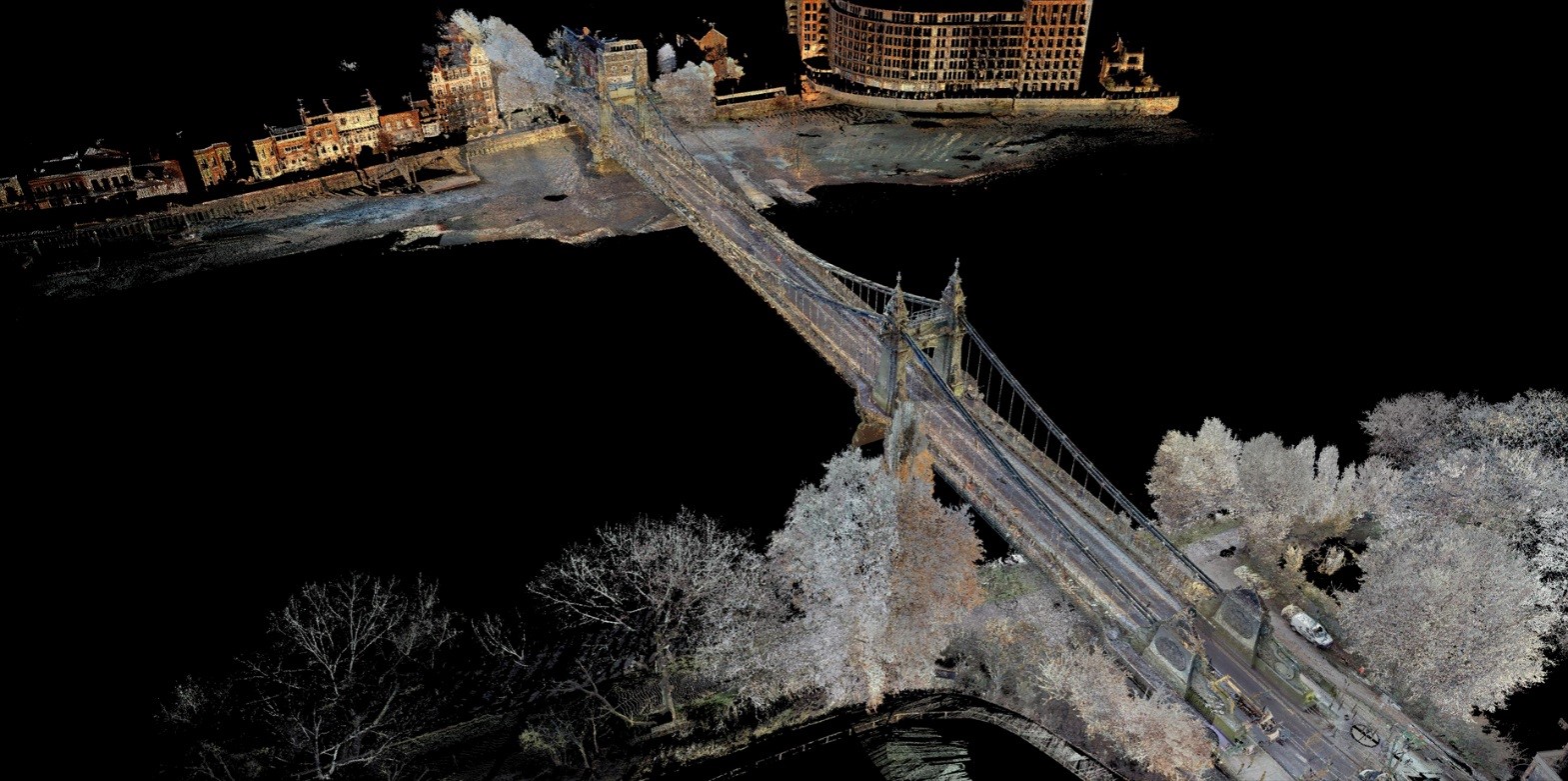 Colour pointcloud of Hammersmith Bridge.